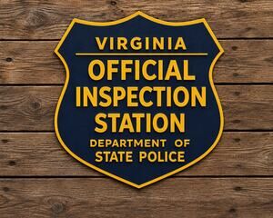 Virginia Official Vehicle Inspection Station Sign Travel Car Truck Motorcycle
